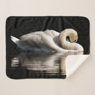 Solitary Swan Sherpa Blanket