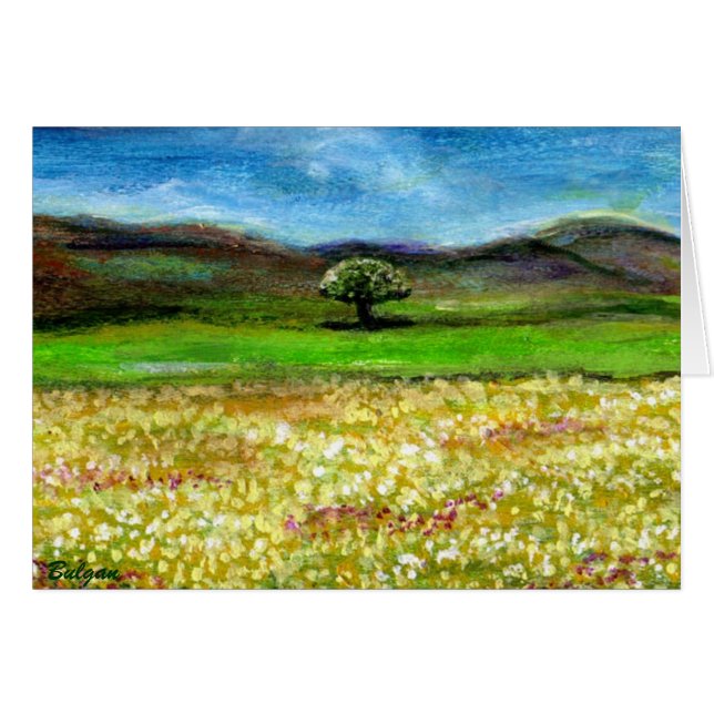 SOLITARY TREE IN THE YELLOW FLOWER FIELD,TUSCANY (Front Horizontal)