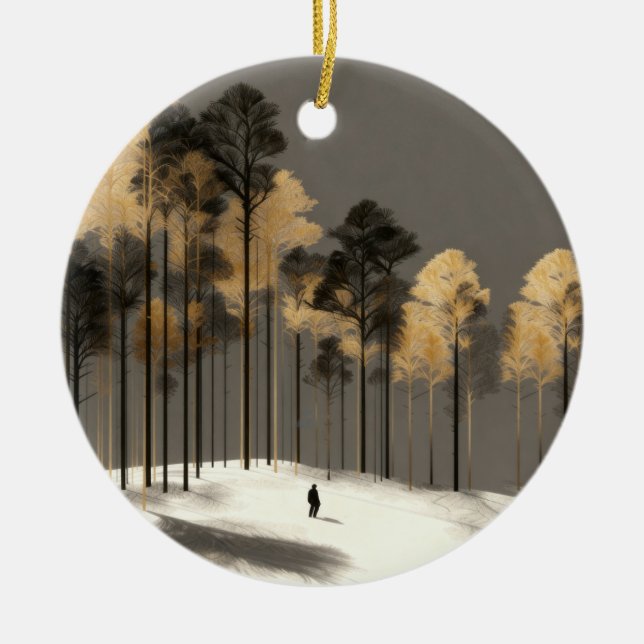 Solitary Walker Forest Ornament (Front)