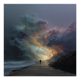 Solitary Walker Storm Cloud Gateway Poster