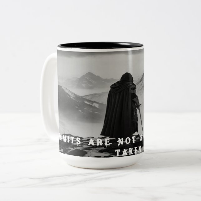 Solitary Warrior Mug - Black & White Fantasy  (Front Left)