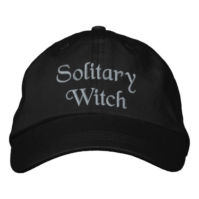 Solitary Witch Quote Purple Personalised Black  Embroidered Hat (Front)