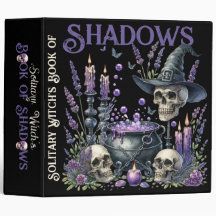 Solitary Witch's Book of Shadows Skulls Cauldron