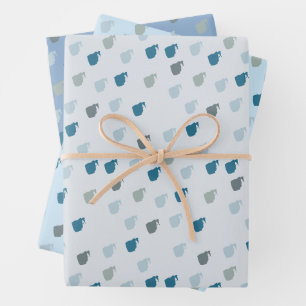 Solitude, Abstract Blue and Grey Wrapping Paper Sheet