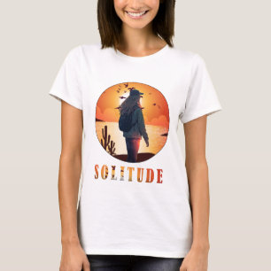 Solitude , Girl stand with a backup of sunset  T-Shirt