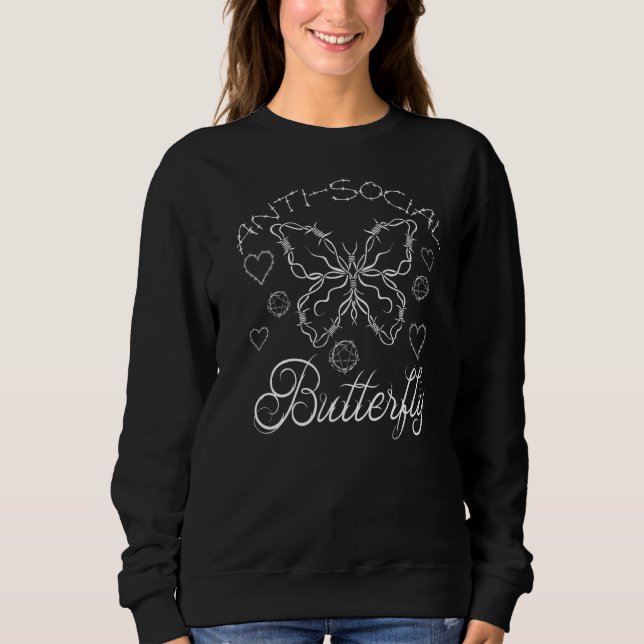 Solitude Introvert Barbed Wire Antisocial Butterfl Sweatshirt (Front)
