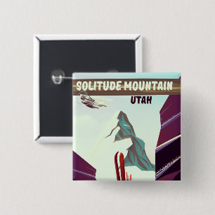 Solitude Mountain Utah vintage travel poster. 15 Cm Square Badge