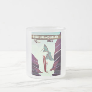 Solitude Mountain Utah vintage travel poster. Frosted Glass Coffee Mug