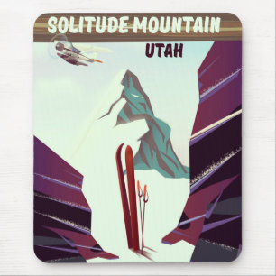 Solitude Mountain Utah vintage travel poster. Mouse Mat