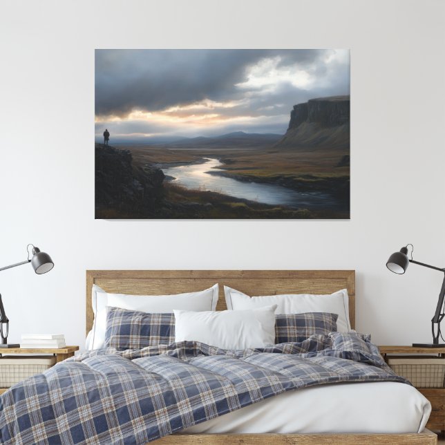 Solitude's Vista: Approaching Rain Canvas Print (Insitu(Bedroom))