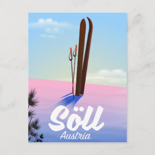 Söll, Austria Ski travel poster Postcard