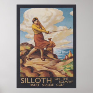 Sollith on the Solway, England, Vintage Golf Poster