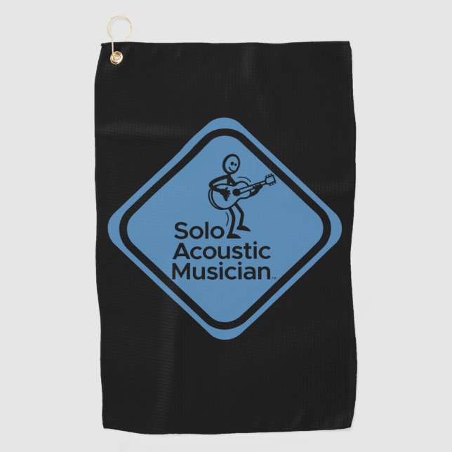 Solo Acoustic Musician Golf Towel Blue (Front)