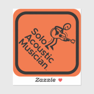 Solo Acoustic Musician Sticker 4"x4" Orange