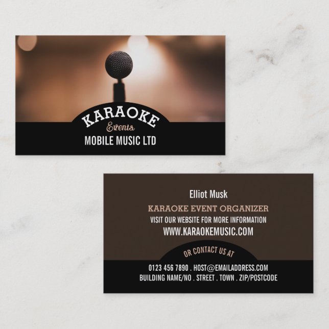 Solo Microphone, Karaoke Event Organizer Business Card (Front/Back)
