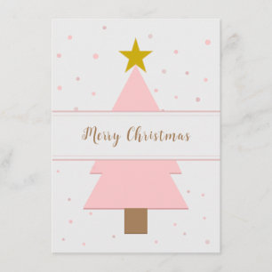 Solo Pink Christmas Tree and Golden Star Enclosure Card