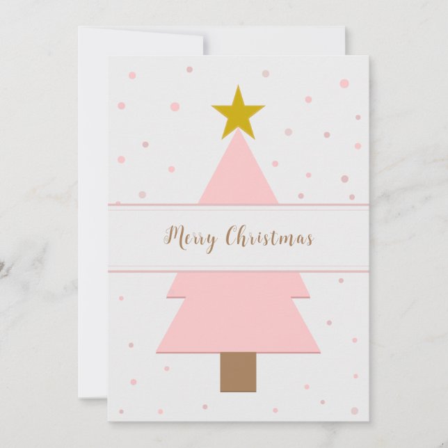 Solo Pink Christmas Tree Topped with a Golden Star (Front)