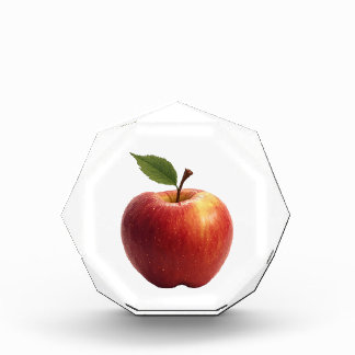 Solo Red Apple Fruit With Leaf Photo Block