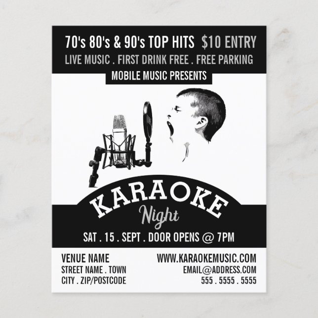 Solo Singer, Karaoke Event Advertising Flyer (Front)