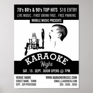 Solo Singer, Karaoke Event Advertising Poster
