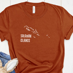 Solomon Island Country Map Line Shape Border Land T-Shirt