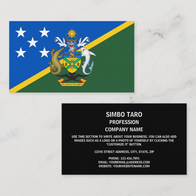 Solomon Islander Flag & Coat of Arms Business Card (Front/Back)