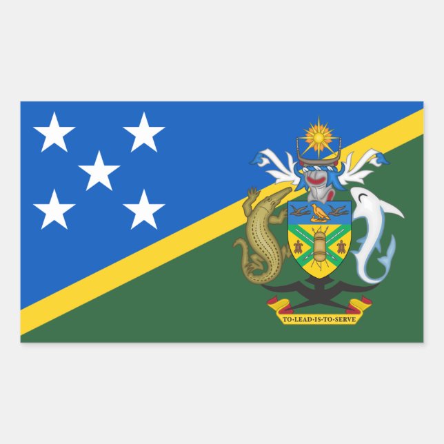 Solomon Islander Flag & Coat of Arms Rectangular Sticker (Front)