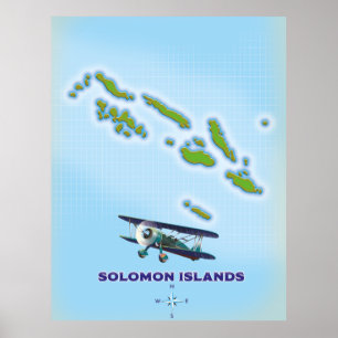 Solomon islands cartography map. poster