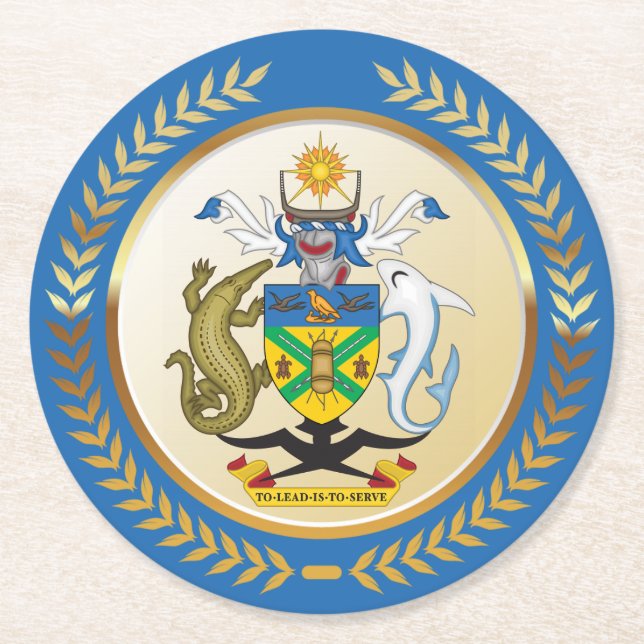 Solomon Islands Coat of Arms Round Paper Coaster (Front)