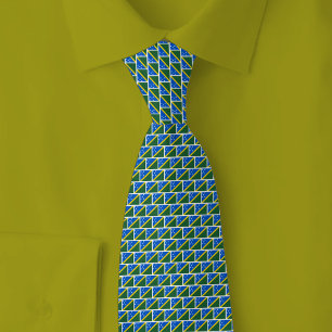 Solomon Islands Flag Brick Pattern Tie