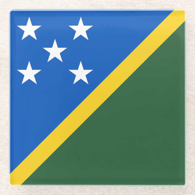 Solomon Islands Flag Glass Coaster (Front)