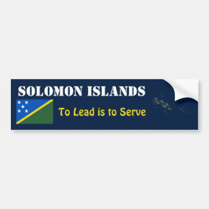 Solomon Islands Flag + Map Bumper Sticker