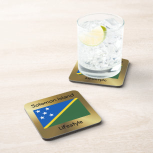 Solomon Islands Flag+Text Coaster