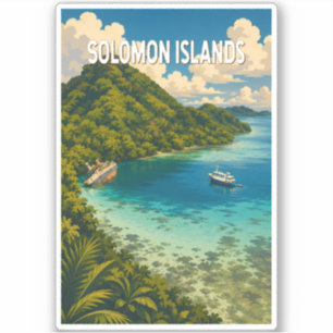 Solomon Islands Illustration Travel Art Vintage