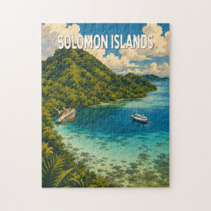 Solomon Islands Illustration Travel Art Vintage Jigsaw Puzzle