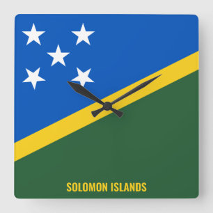 Solomon Islands National Flag Patriotic Square Wall Clock