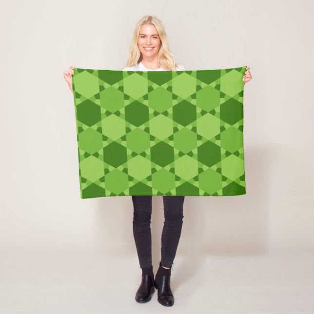 Solomon Seal Star of David Optical Illusion  Fleece Blanket (In Situ)