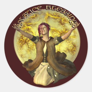 Solstice Blessings Classic Round Sticker