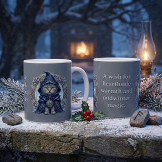 Solstice Singer Winter Celtic Folklore Grey Cat Coffee Mug