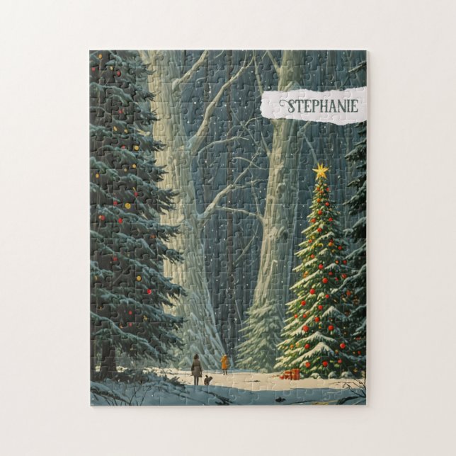 Solstice Spruce Personalised Christmas  Jigsaw Puzzle (Vertical)