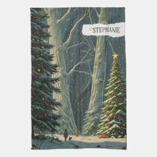 Solstice Spruce Personalised Christmas Tea Towel