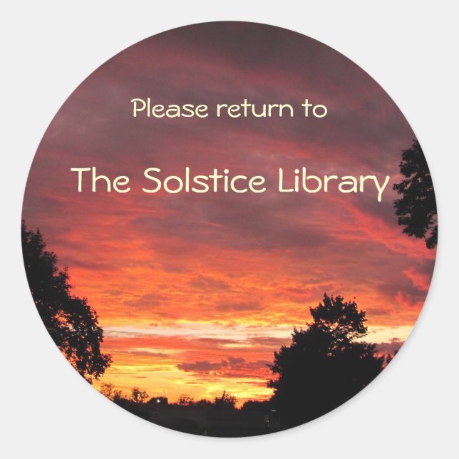 Solstice Sunset Bookplate ~ sticker (Front)