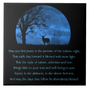 Solstice Yule Pagan Holiday Blessings Elk & Moon Tile