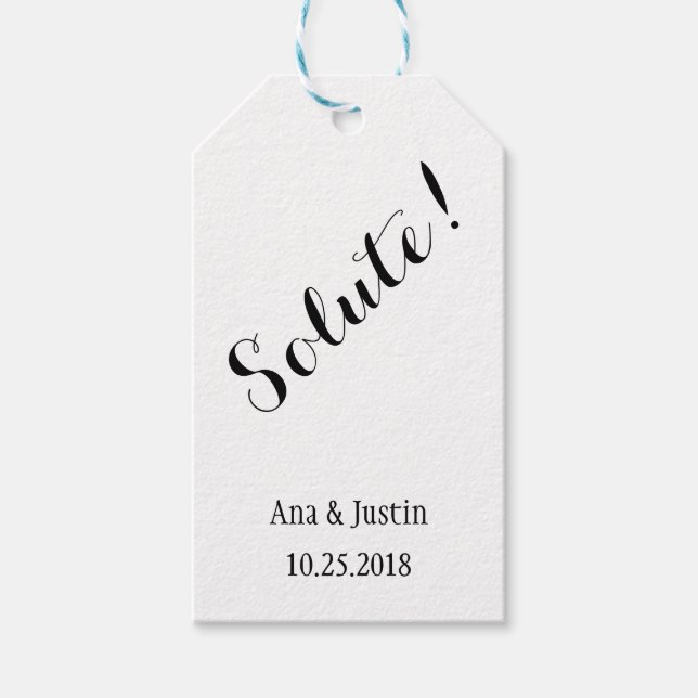 Solute Personalised Wedding Gift Tags (Front)