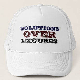Solutions Over Excuses Men's - Women's White Hat. Trucker Hat