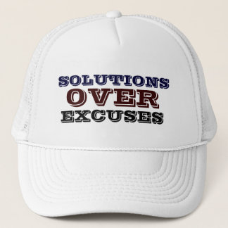 Solutions Over Excuses Men's - Women's White Hat. Trucker Hat