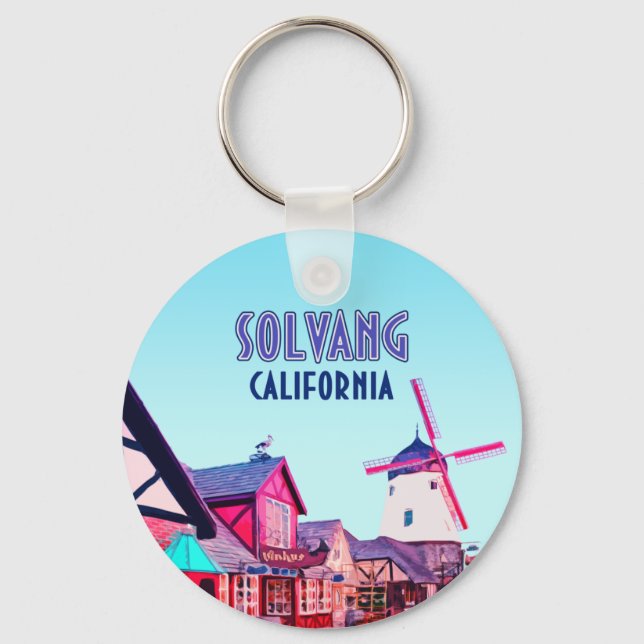 Solvang Danish Downtown California Vintage Key Ring (Front)
