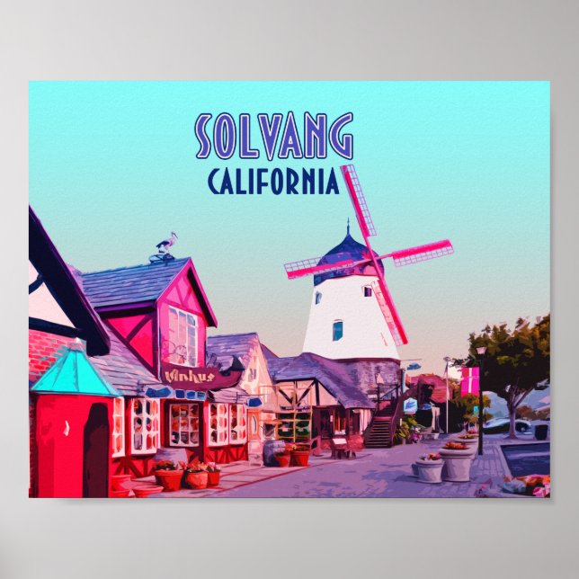 Solvang Danish Downtown California Vintage Poster (Front)