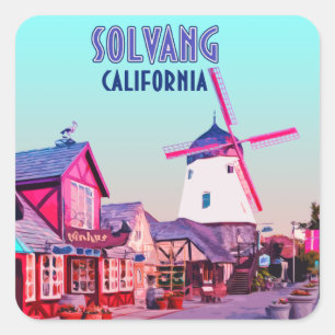 Solvang Danish Downtown California Vintage Square Sticker