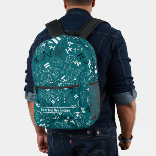 solve your own problems mathematics funnyturquoise printed backpack